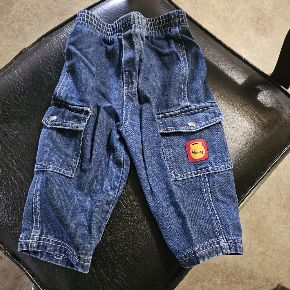 Winnie The Pooh BearDisney Cargo Elastic Waist 12M Hunny Jeans Vintage Denim Kid